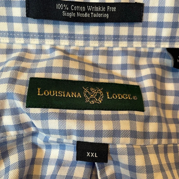 Louisiana Lodge 100% Cotton Blue Checked Wrinkle Free Button Down Size XXL - Picture 5 of 5